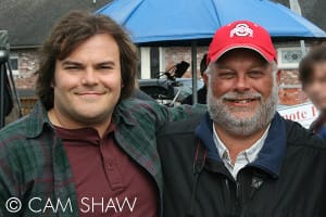 Greg Miller and Jack Black on the set of the movie "The Big Year."